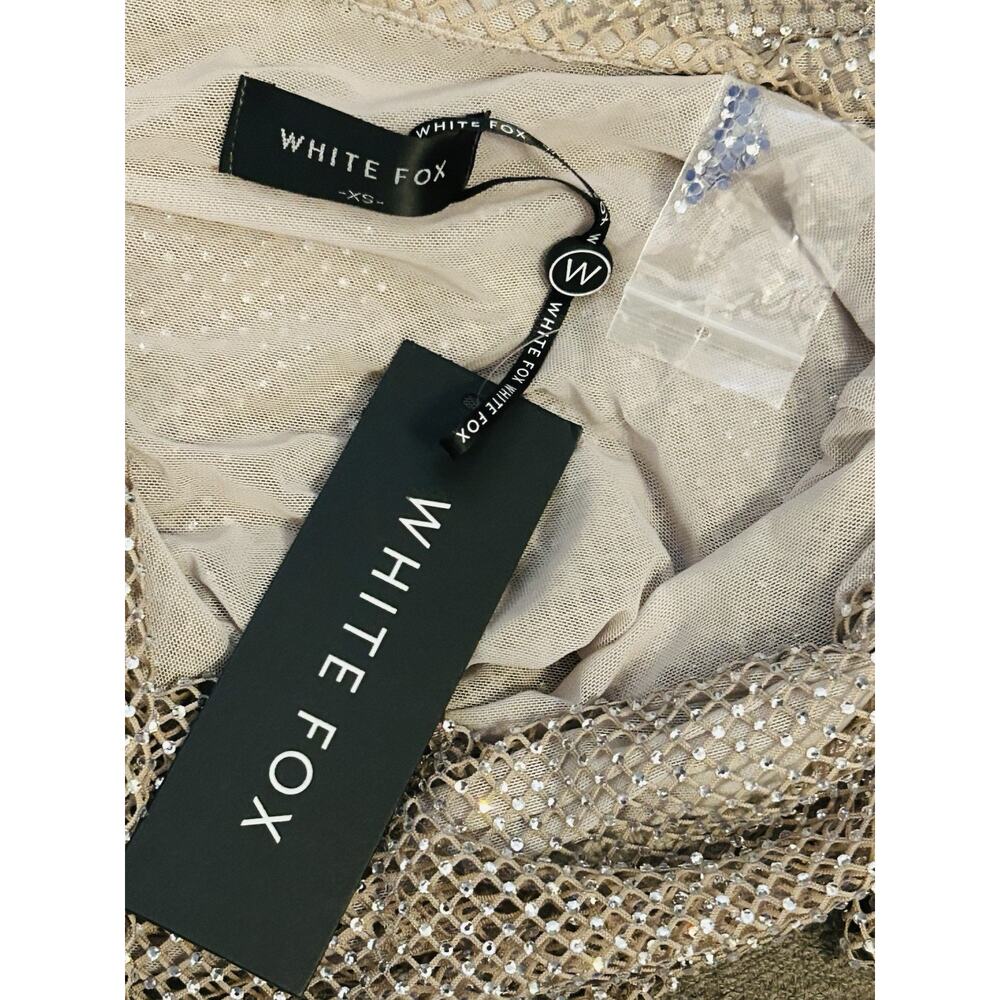 NWT White Fox Back Track Embellished Mini Dress in Taupe size XS - Picture 3 of 6
